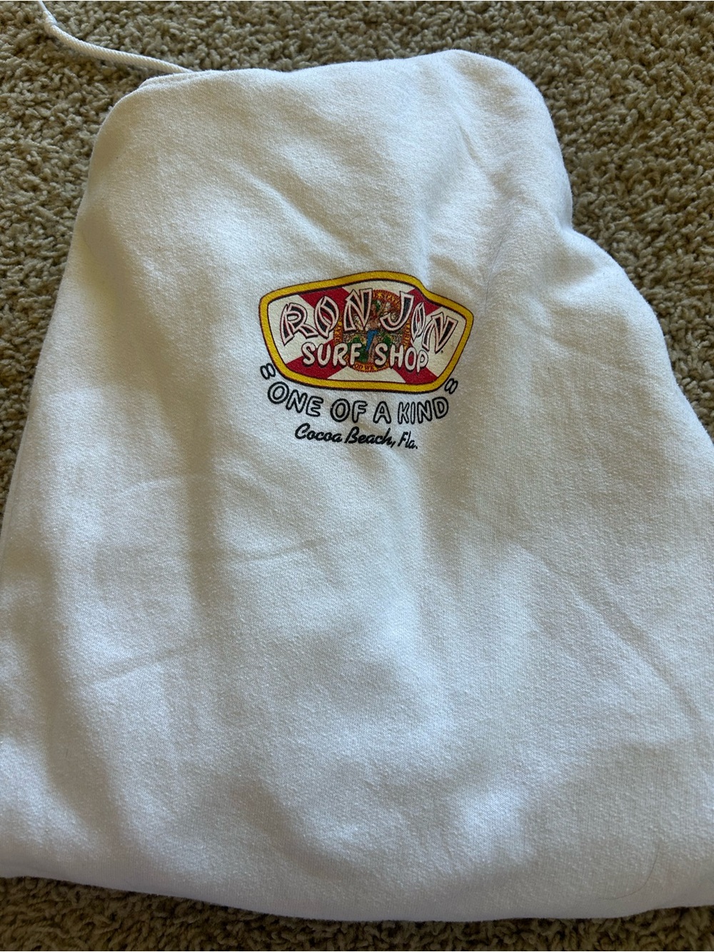 Ron Jon White Hoodie with Colorful Surf Patch